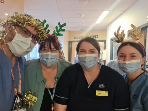 Annual obligatory Xmas photo with surgical ward team at Queen Elizabeth Hospital in Glasgow 