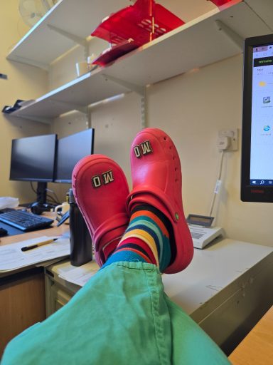 Comfortable clogs and colourful socks